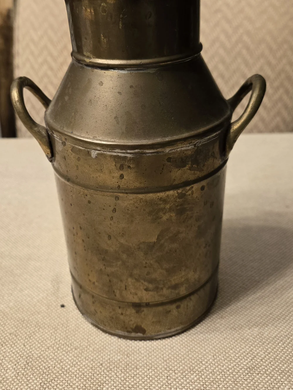 Vintage Heavy Patina Brass Mini Milk Can/ Bud Vase